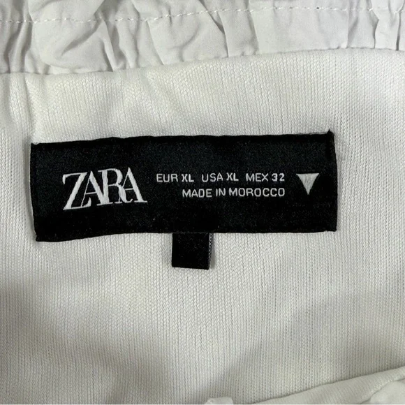 ZARA Gingham Corset Milk Maid Tank Top Rust White Ruched Tie Women’s Size XL - Picture 3 of 9